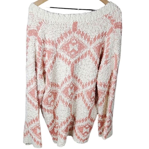 Pol Coral Orange & White Oversized Sweater - Picture 2 of 7